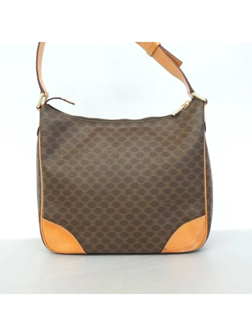 Celine Shoulder Bag Macadam Brown Gold